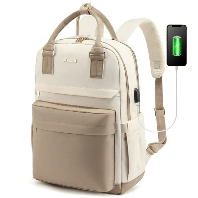 Mochila para portátil LOVEVOOK para mujer de 15.6 pulgadas con puerto USB a prueba de agua
