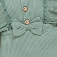 thumbnail image 5 of Honeeladyy Winter Newborn Baby Girls Long Sleeve Ruffles Solid Bowknot Romper Bodysuit Green Clearance under 10$, 5 of 8