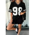 thumbnail image 2 of ALLTB Jersey Shirts for Women Y2k Graphic Number Shirt Oversized V Neck Shirts Casual Streetwear Tops, 2 of 7