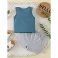 thumbnail image 3 of vera natura Baby Boys Shorts Set, Letters Print Tank Top with Elastic Waist Shorts Summer Outfit, 3 of 9