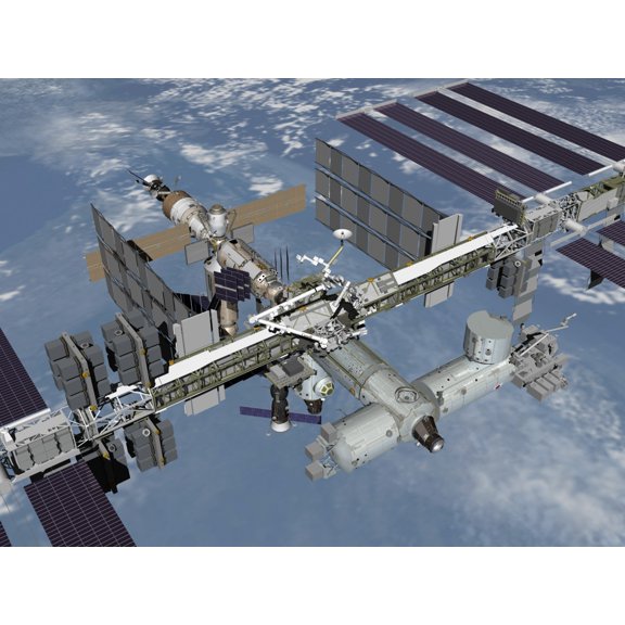 Computer generated view of the International Space Station Canvas Art - Stocktrek Images (32 x 24)