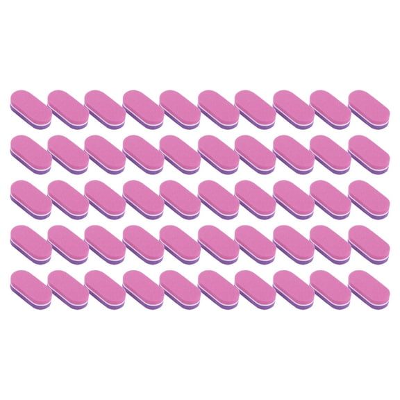 50 Pcs Mini Block Oval Nail Buffers for DIY Pink Purple