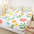 thumbnail image 3 of Homewish Kawaii Rainbow Daisy Bed Sheets,Multicolor Cartoon Plant King Sheets,White Green Pink Sheet Set For Girl Teens,Ultra Soft Home Decor,4 Pieces, 3 of 7
