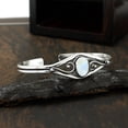 thumbnail image 5 of 925 Silver Plated Natural Moonstone Cuff Bangle Bracelet for Women – Handmade Open Bangle – White Gemstone June Birthstone Statement Jewelry – Gift for Her, 5 of 6