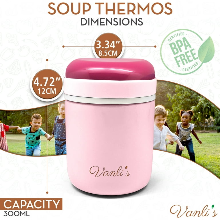 Vanli's Kids Food Thermos. Thermos Kids Lunch Box with Spoon. Ideal for  School. Pink Unicorn, 10 Fluid Ounces. 