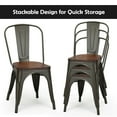 thumbnail image 6 of Costway Set of 4 Style Metal Dining Side Chair Wood Seat Stackable Bistro Cafe Brown, 6 of 10