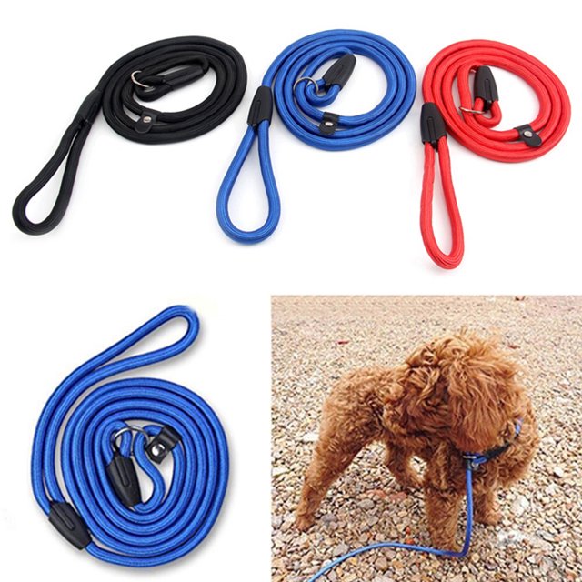 Flmtop 0.6/0.8/1cm Pet Dog Nylon Traction Rope Leash Adjustable Walking Lead Strap Red