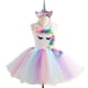 thumbnail image 1 of Vestido tutú de unicornio para niñas con diadema, traje de cumpleaños para bebés y niños, disfraz de fiesta de princesa, conjunto de ropa de cosplay de dibujos animados de Halloween (8-9Y), 1 of 4