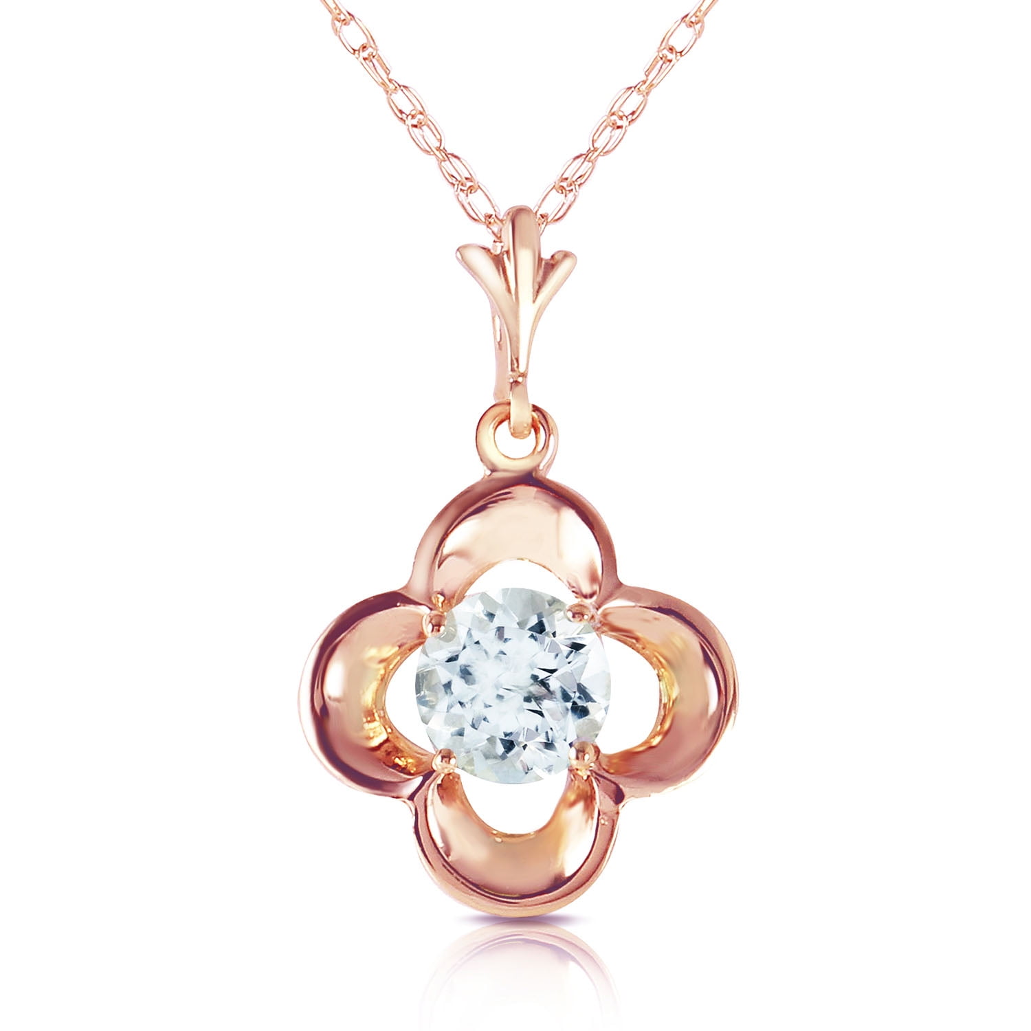 Galaxy Gold 14K Solid Gold Natural Aquamarine Necklace for Women - Rose Gold Fine Jewelry
