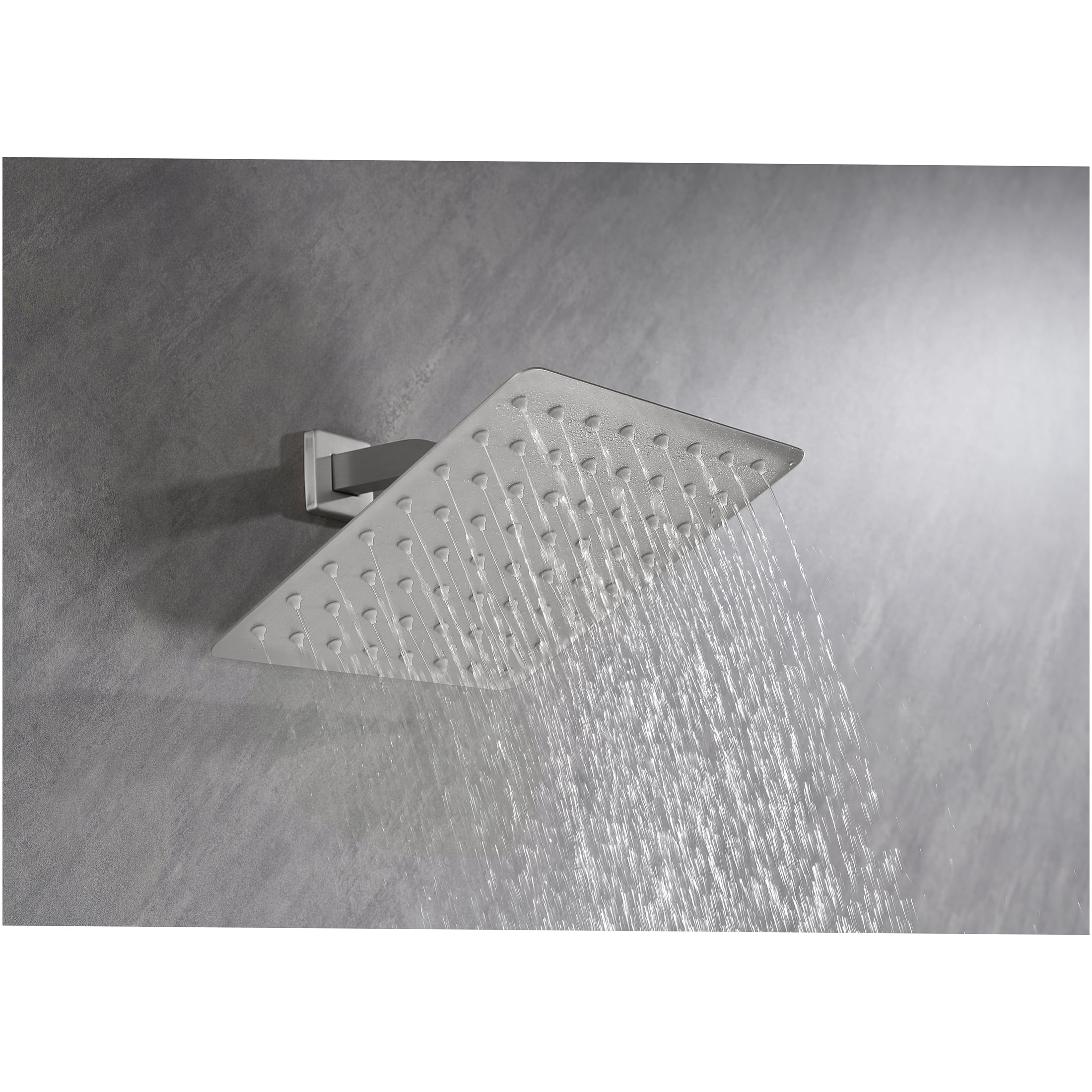 JERFIT Ultra-Thin High Pressure Rain Shower Head, Brushed Nickel Stainless Steel Square Showerhead with Self-Cleaning Silicone Jets, Waterfall Spa Experience