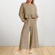 thumbnail image 1 of Pantalones Conjuntos de salón de otoño para mujer Traje casual de 2 piezas con dobladillo con volantes Traje diario de pierna ancha Cgtredaw Caqui M para Mujer, 1 of 6