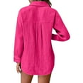 thumbnail image 4 of Pxiakgy Womens Button Down Shirts Cotton Dress Shirt Long Sleeve Oversized Boyfriend Solid Tunic Tops with Pockets Gauze Tops for Women Loose Fit Button Down Shirts for Women Hot Pink Xxl, 4 of 6