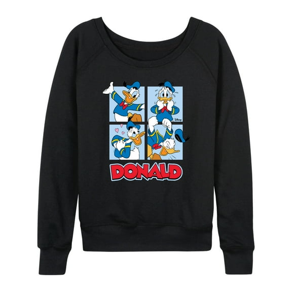 Mickey & Friends - Donald Duck Grid - Women's Lightweight French Terry Long Sleeve Shirt