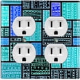thumbnail image 1 of Metal Light Switch Plate Cover Safari African Tribal Art Pattern Teal SFR004, 1 of 13