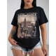thumbnail image 1 of 1pc Women's New York Cityscape Graphic Tee, 100% Crew Neck T-Shirt, Casual Geometric Pattern Short Sleeve Top, Knit Fabric, All-Season Fashion, Regular Length, Young Style, 1 of 6