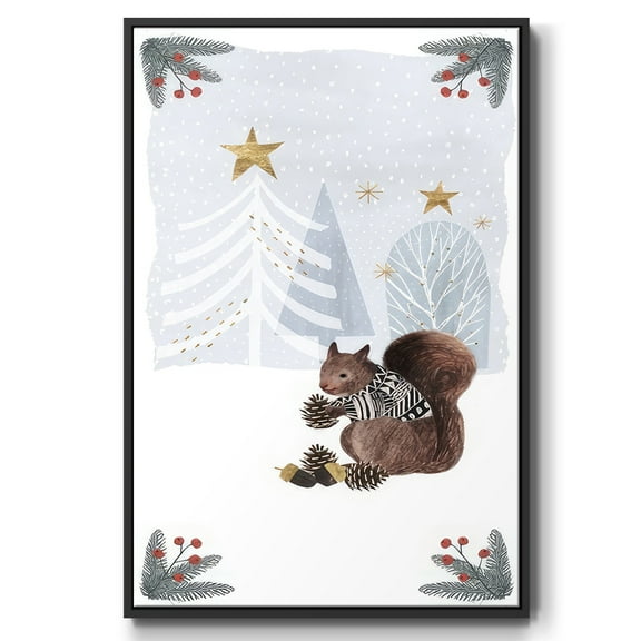 Cozy Christmas Collection B - Framed Gallery Wrapped Holiday Canvas - 17 x 25 - Black Frame