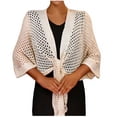 thumbnail image 2 of BLTIBY Womens Hollow Out Cover Up Short Knit Cardigan Shawl Wrap Front Batwing Sleeve Sun Protection Cover ups Beige Free Size, 2 of 5