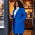 thumbnail image 3 of Agnes Orinda Women's Plus Size St. Patrick's Day Long Coats Notched Lapel Double Breasted Winter Coat with Pockets 3X Royal Blue, 3 of 6