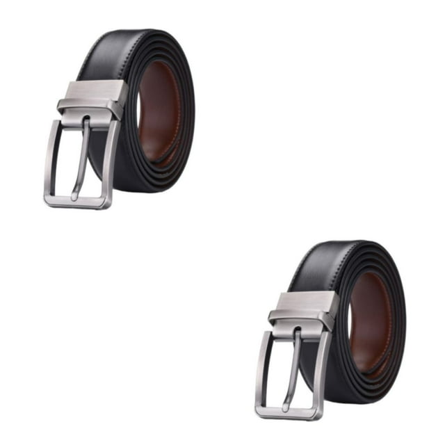 Wisewang Ceinture Décontractée pour Homme avec Boucle Réversible Style Durable et Soigné Ceinture en Peau de Vache Ceinture Réversible Complets Original 115cm 2Ensemble
