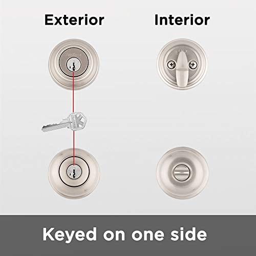 Kwikset Juno Keyed Entry Door Knob and Single Cylinder Deadbolt Combo Pack with Microban Antimicrobial Protection Featuring SmartKey Security in Satin Nickel