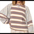 thumbnail image 1 of Sudadera con Cuello Redondo y Estampado Floral A Rayas con Bloques de Color para Mujer, Estilo Y2K Marrón S, 1 of 3