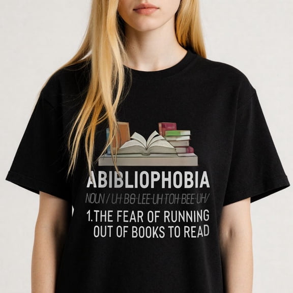 Book themed Graphic for Book Lovers Funny Abibliophobia Definition Casual Tee print T Shirt