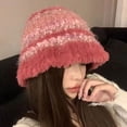 thumbnail image 2 of SikaFu Women's Striped Knitted Bucket Hats Winter Female Thicken Warm Fisherman Cap Girls Outdoor Ski Cold Hat Ladies Panama Bob Gorros, 2 of 6
