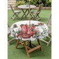 thumbnail image 3 of Outdoor Tablecloth with Umbrella Hole and Zipper, Merry Christmas Round Table Cloth 54 Inch Waterproof Tablecloth, Winter Red Boots Stars Berry Leaves Picnic Table Cover for Patio Camping, 3 of 7