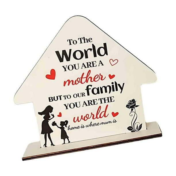 Placa en forma de casa, colección de letreros de madera para el día de la madre, decoración, escultura decorativa para mamá, abuela, inauguración de