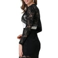 thumbnail image 4 of INSPIRE CHIC Women's Floral Lace Sheer Open Front Bolero Shrug Cropped Cardigan S Black, 4 of 7