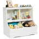 thumbnail image 5 of Costway Organizador juguetes con 2 compartimientos abiertos y 2 cajas, librería multiuso con estribo, para habitación de niños y niñas, blanco y gris, 5 of 8