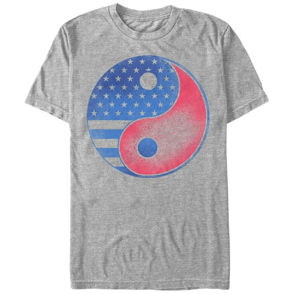 Men's Lost Gods Fourth of July  Yin Yang American Flag  Graphic Tee Athletic Heather X Large