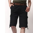 thumbnail image 4 of YLSDY Mens Workout Cargo Shorts Cotton Button Elastic Waist Shorts with Multi Pocket Relaxed Fit Holiday Vacation Short Black M, 4 of 6