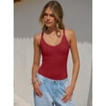 thumbnail image 5 of ANRABESS V Neck Tank Tops for Women Ribbed Knit Camisole 2026 Summer Casual Sleeveless Slim Fitted Basic Cami Shirts Clothes Red X-Small, 5 of 10