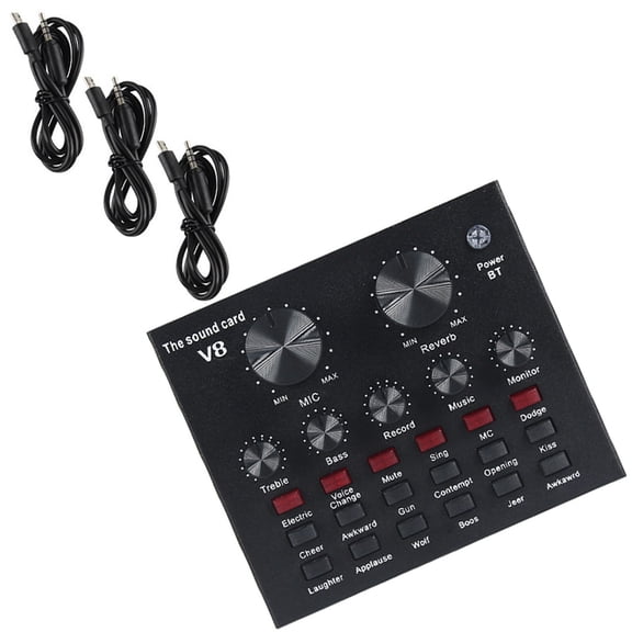 MERRYHAPY Live Streaming Sound Board with Adjustable Volume and Sound Effects, Black Metal 1Set