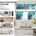 thumbnail image 6 of Turquoise Blackout Kitchen Curtains Tiers and Valances Set 3 Piece for Windows Grey Kitchen Window Curtains Set,Modern Abstract Art Valances for Living Room(36" Tiers Set), 6 of 6