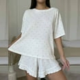 thumbnail image 2 of Enjoytime Pajama Sets for Women 2 Piece Solid Color Round Neck Tops Sleepwear Loose Shorts Soft Loungewear Soft Fall Winter Outfits, 2 of 7