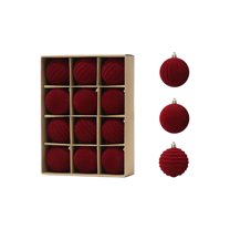 FastXmas 12 PCS 2.4" Christmas Large Velvet Balls Decorations Set,Christmas Flocked Hanging Balls Decoration,Shatterproof Christmas Balls for Xmas Tree Wedding Party Birthday Winter Hanging Decor