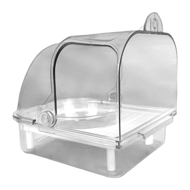 Baño para pájaros con comedero, accesorios para jaulas de pájaros, comedero para pájaros, bañera para periquitos. Claro
