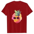 thumbnail image 4 of T-shirt Femme Quotidien Décontracté Imprimé Ananas T-Shirt Manches Courtes Haut Tee-Shirts Femme Rouge P, 4 of 4