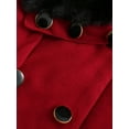 thumbnail image 3 of Capreze Lapel Outwear Long Sleeve Overcoats for Women Casual Double Breasted Trench Coats Travel Belted Wool Pea Coat Claret 4XL, 3 of 4