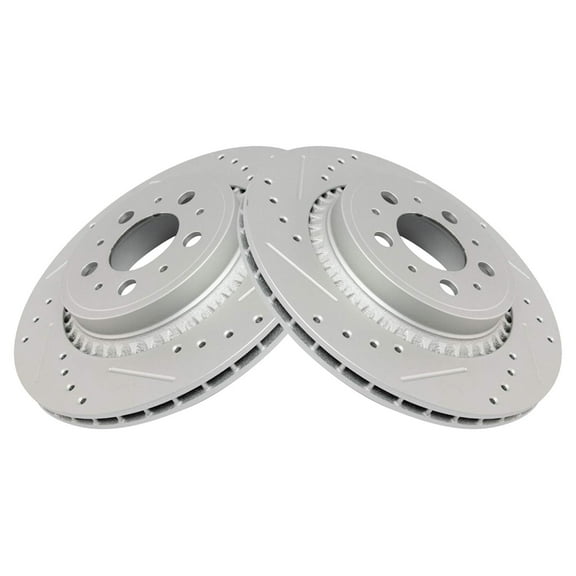TRQ Rear Performance Brake Rotors Set Premium G-Coated Fits Select 2003-2014 Volvo XC90