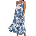 thumbnail image 2 of CHOK Robe Longue Ample Sans Manches en Coton et Lin pour Femmes, Robe d'Été Décontractée Unie, Robe de Plage avec Poches, 2 of 5
