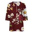 thumbnail image 5 of Womens Tops Dressy Striped Print Shirt Casual Zip Up Mock Neck Tops 3/4 Sleeve Loose Fit Tshirt Summer Casual Blouses for Women, 5 of 5