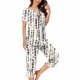 thumbnail image 2 of Sexy Pijama Conjunto para las Mujeres, Cuello Redondo Blusa de Manga Corta Y Pantalones, Traje de Moda Casual, 2 of 9