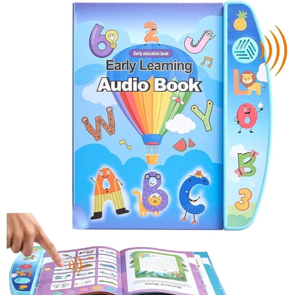 Meponn Interactive Electronic Learning Sound Book, Animals & First Words, 10 Pages, English Early Education for Toddlers 3  Years, 1-Count