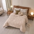 thumbnail image 3 of Vianney - Castilla Queen XL Comforter Set 5-Piece - Soft Beige Textured Leaf Motif - Breathable, Lightweight, All-Season Warmth and Cozy Layering, 3 of 6