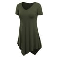 thumbnail image 2 of Made by Johnny Women's V-Neck Asymmetrical Tunic Top XXL OLIVE, 2 of 6
