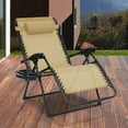 thumbnail image 2 of Oversized Patio Chair with Leg Stabilizers and Big Cupholder, Adjustable  Folding Reclining Outdoor Chair with Pillow, 2 of 17