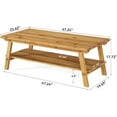 thumbnail image 2 of Finmind Solid Wood Coffee Table with Storage, 47-Inch Farmhouse Rectangle Center Table, 2 of 6